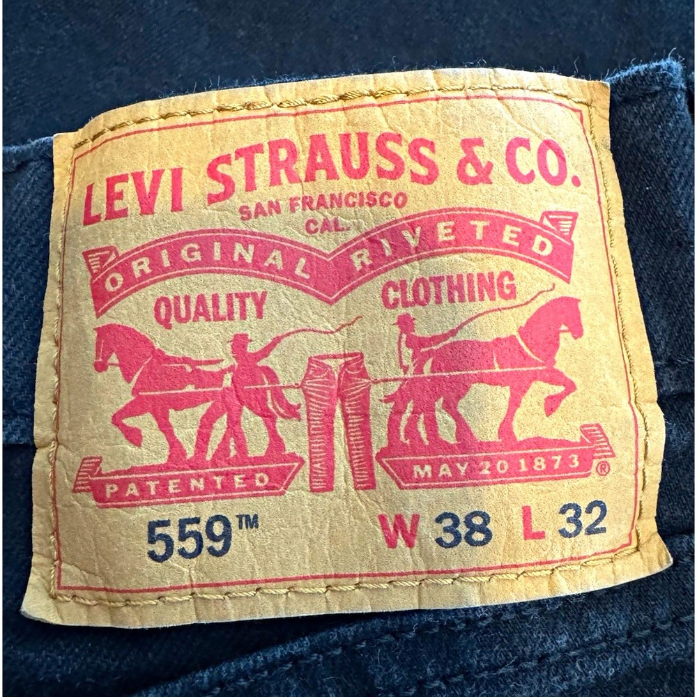 Levis 559 Relaxed Straight Jeans Mens 38x32 Actual 37.5x31 Black Denim 3361-5